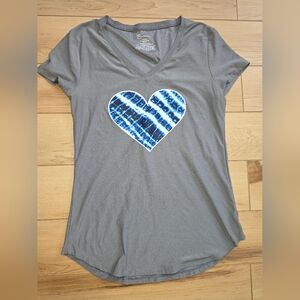 Gray T-Shirt with Blue Heart Design
